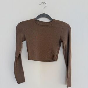 ZARA Women’s Spring Green Crewneck Long Sleeve Crop Top Size S